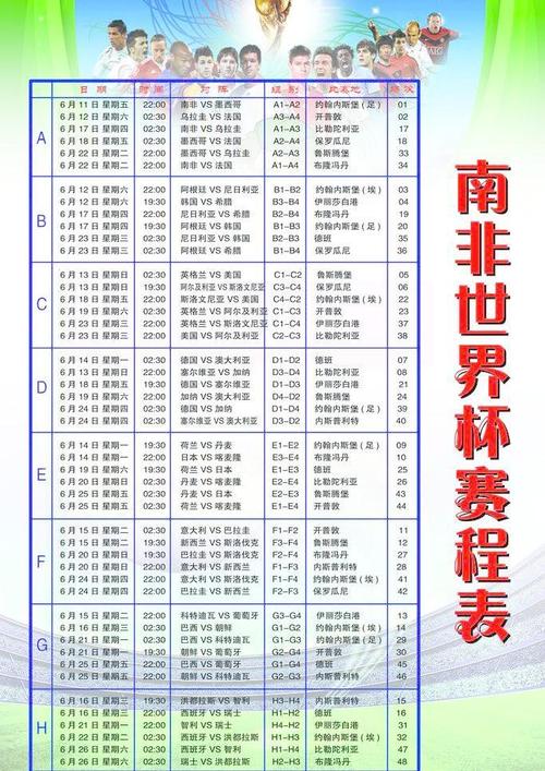 2010年世界杯赛程表及结果,