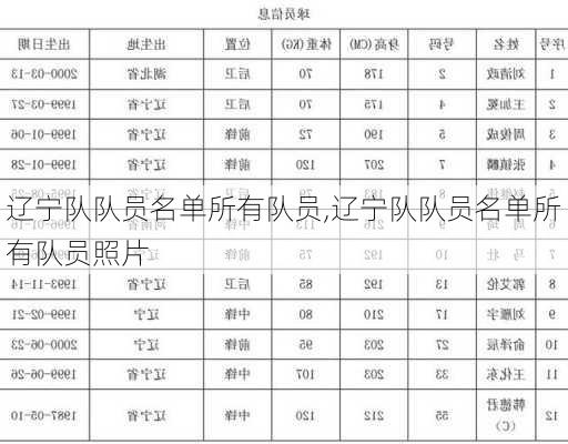 辽宁队队员名单所有队员,辽宁队队员名单所有队员照片