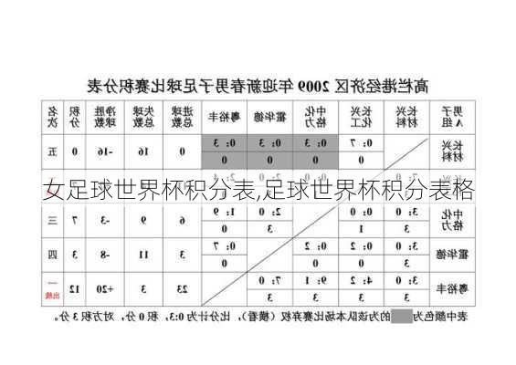 女足球世界杯积分表,足球世界杯积分表格