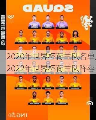 2020年世界杯荷兰队名单,2022年世界杯荷兰队阵容