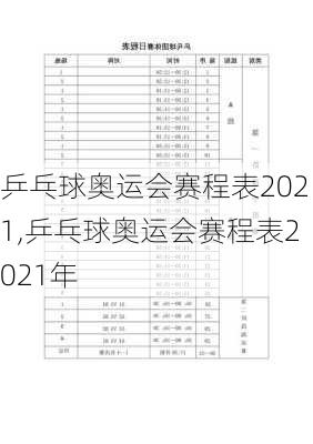 乒乓球奥运会赛程表2021,乒乓球奥运会赛程表2021年