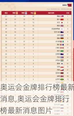 奥运会金牌排行榜最新消息,奥运会金牌排行榜最新消息图片