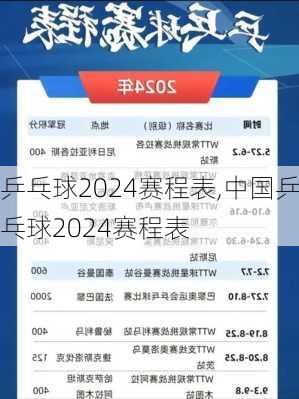 乒乓球2024赛程表,中国乒乓球2024赛程表