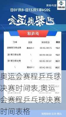 奥运会赛程乒乓球决赛时间表,奥运会赛程乒乓球决赛时间表格