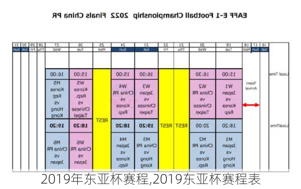 2019年东亚杯赛程,2019东亚杯赛程表