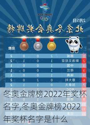 冬奥金牌榜2022年奖杯名字,冬奥金牌榜2022年奖杯名字是什么