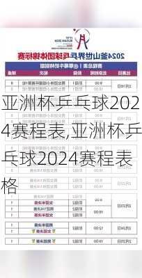 亚洲杯乒乓球2024赛程表,亚洲杯乒乓球2024赛程表格