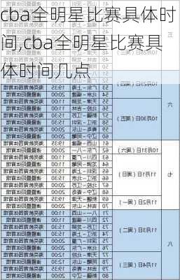 cba全明星比赛具体时间,cba全明星比赛具体时间几点