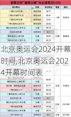 北京奥运会2024开幕时间,北京奥运会2024开幕时间表