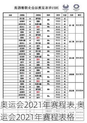 奥运会2021年赛程表,奥运会2021年赛程表格