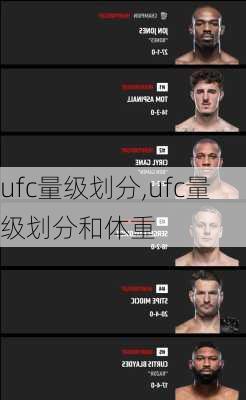 ufc量级划分,ufc量级划分和体重