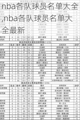 nba各队球员名单大全,nba各队球员名单大全最新