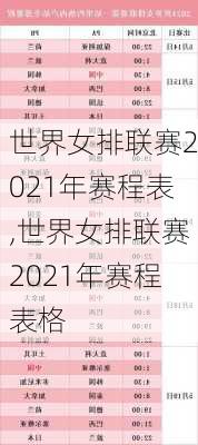 世界女排联赛2021年赛程表,世界女排联赛2021年赛程表格