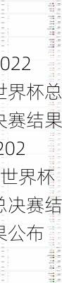 2022世界杯总决赛结果,2022世界杯总决赛结果公布