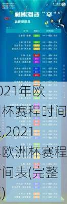 2021年欧洲杯赛程时间表,2021年欧洲杯赛程时间表(完整版)