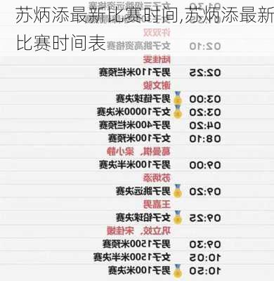 苏炳添最新比赛时间,苏炳添最新比赛时间表