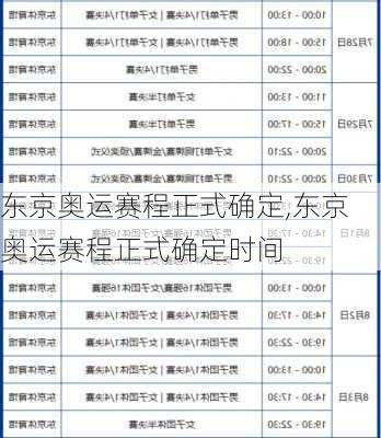 东京奥运赛程正式确定,东京奥运赛程正式确定时间