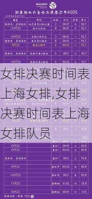 女排决赛时间表上海女排,女排决赛时间表上海女排队员