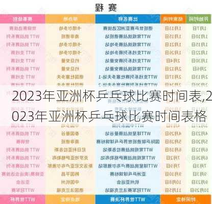 2023年亚洲杯乒乓球比赛时间表,2023年亚洲杯乒乓球比赛时间表格