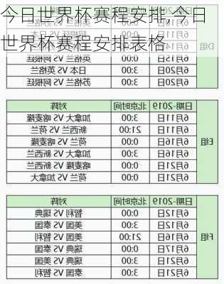 今日世界杯赛程安排,今日世界杯赛程安排表格