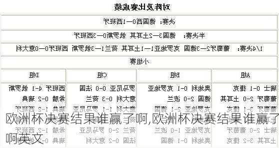 欧洲杯决赛结果谁赢了啊,欧洲杯决赛结果谁赢了啊英文