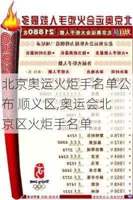 北京奥运火炬手名单公布 顺义区,奥运会北京区火炬手名单