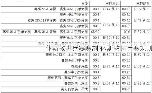 休斯敦世乒赛赛制,休斯敦世乒赛规则