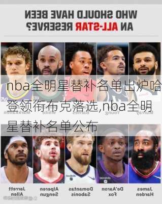 nba全明星替补名单出炉哈登领衔布克落选,nba全明星替补名单公布