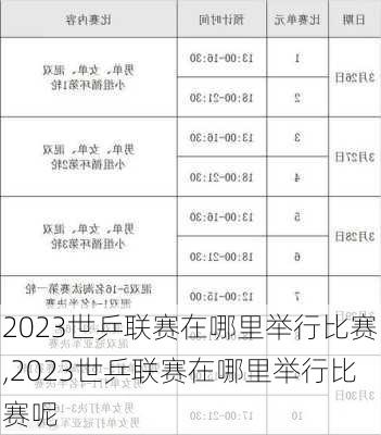 2023世乒联赛在哪里举行比赛,2023世乒联赛在哪里举行比赛呢