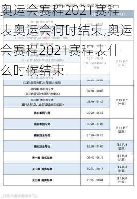 奥运会赛程2021赛程表奥运会何时结束,奥运会赛程2021赛程表什么时候结束