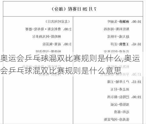 奥运会乒乓球混双比赛规则是什么,奥运会乒乓球混双比赛规则是什么意思