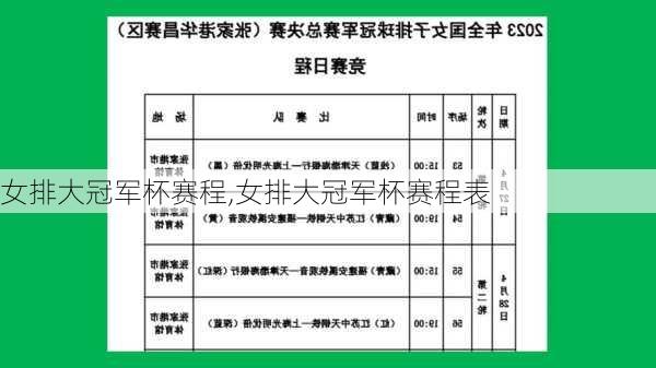 女排大冠军杯赛程,女排大冠军杯赛程表