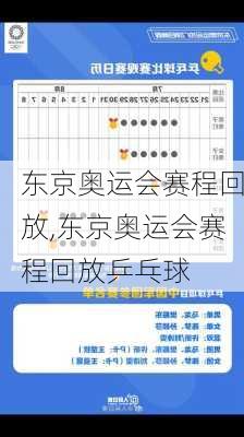 东京奥运会赛程回放,东京奥运会赛程回放乒乓球