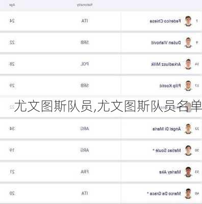 尤文图斯队员,尤文图斯队员名单