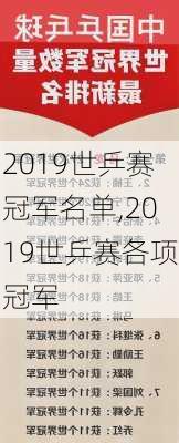 2019世乒赛冠军名单,2019世乒赛各项冠军