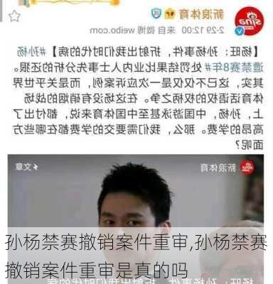 孙杨禁赛撤销案件重审,孙杨禁赛撤销案件重审是真的吗