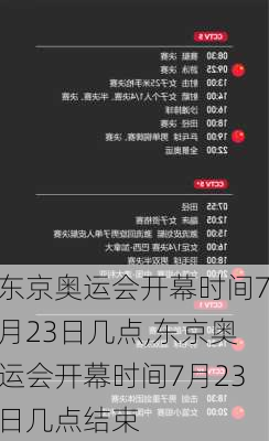 东京奥运会开幕时间7月23日几点,东京奥运会开幕时间7月23日几点结束