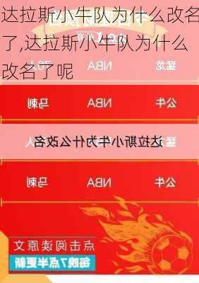 达拉斯小牛队为什么改名了,达拉斯小牛队为什么改名了呢