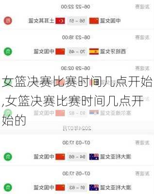 女篮决赛比赛时间几点开始,女篮决赛比赛时间几点开始的