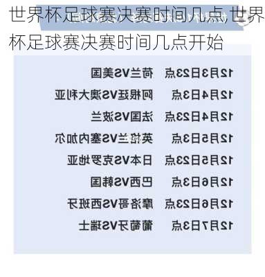 世界杯足球赛决赛时间几点,世界杯足球赛决赛时间几点开始