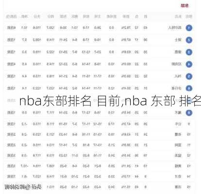 nba东部排名 目前,nba 东部 排名