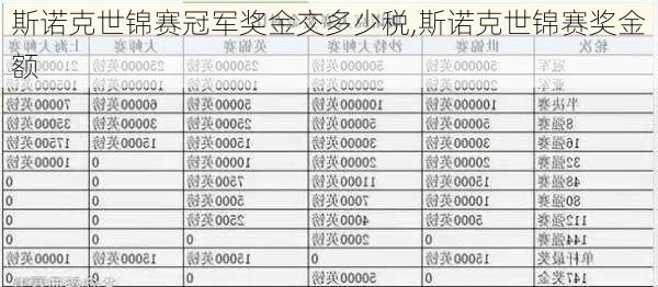 斯诺克世锦赛冠军奖金交多少税,斯诺克世锦赛奖金额