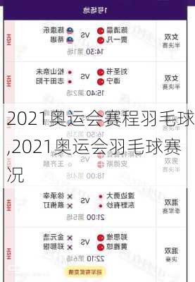 2021奥运会赛程羽毛球,2021奥运会羽毛球赛况