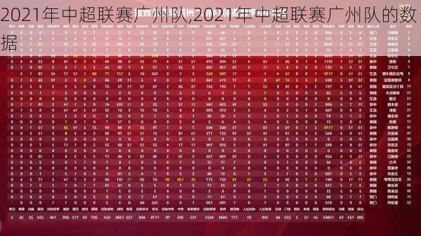 2021年中超联赛广州队,2021年中超联赛广州队的数据