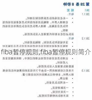 fiba暂停规则,fiba暂停规则简介