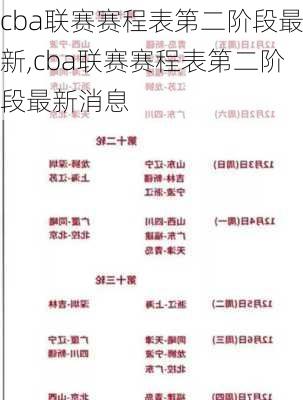 cba联赛赛程表第二阶段最新,cba联赛赛程表第二阶段最新消息