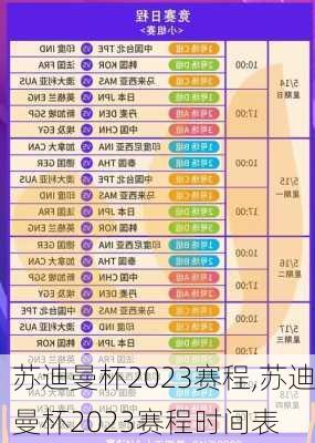 苏迪曼杯2023赛程,苏迪曼杯2023赛程时间表