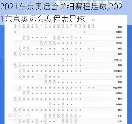 2021东京奥运会详细赛程足球,2021东京奥运会赛程表足球