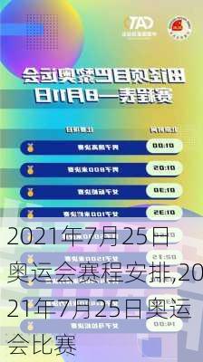 2021年7月25日奥运会赛程安排,2021年7月25日奥运会比赛