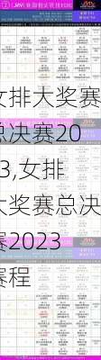 女排大奖赛总决赛2023,女排大奖赛总决赛2023赛程